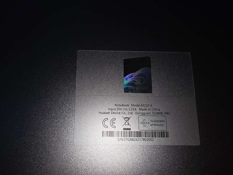 Huawei i5 Laptop 12th Generation Model MCLF-X D16 2024  - New but opened and switched on/configured