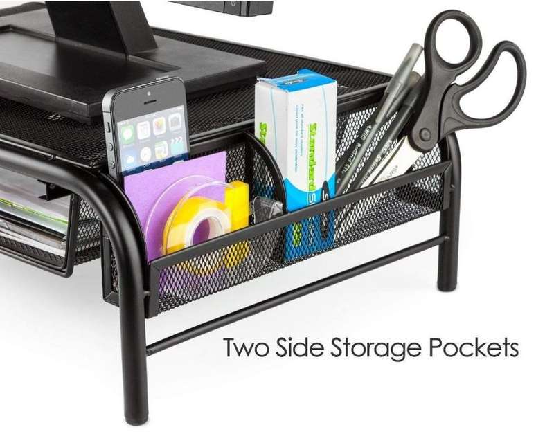 **BRAND NEW** Wire Mesh Computer Monitor Stand With Drawer Organizer