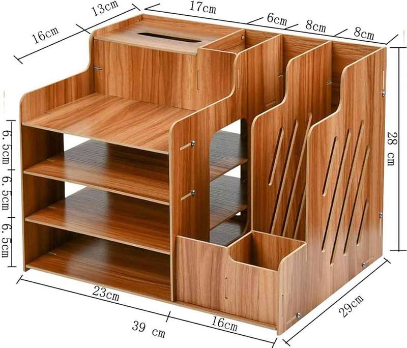 **PRE-ASSEMBLED** Wooden Desk Organiser with Tissue Box and Book Compartment