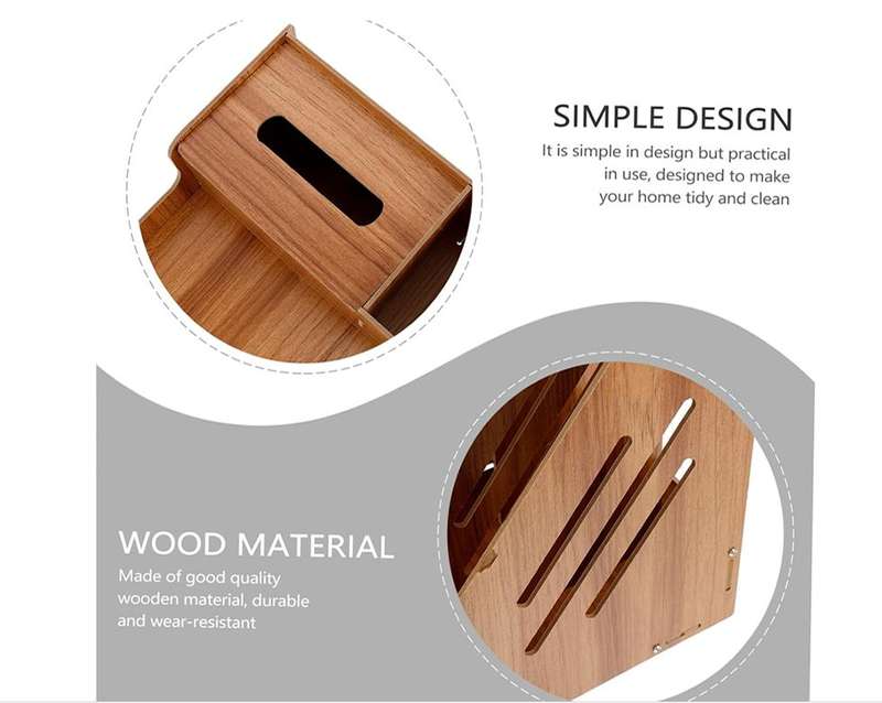 **PRE-ASSEMBLED** Wooden Desk Organiser with Tissue Box and Book Compartment