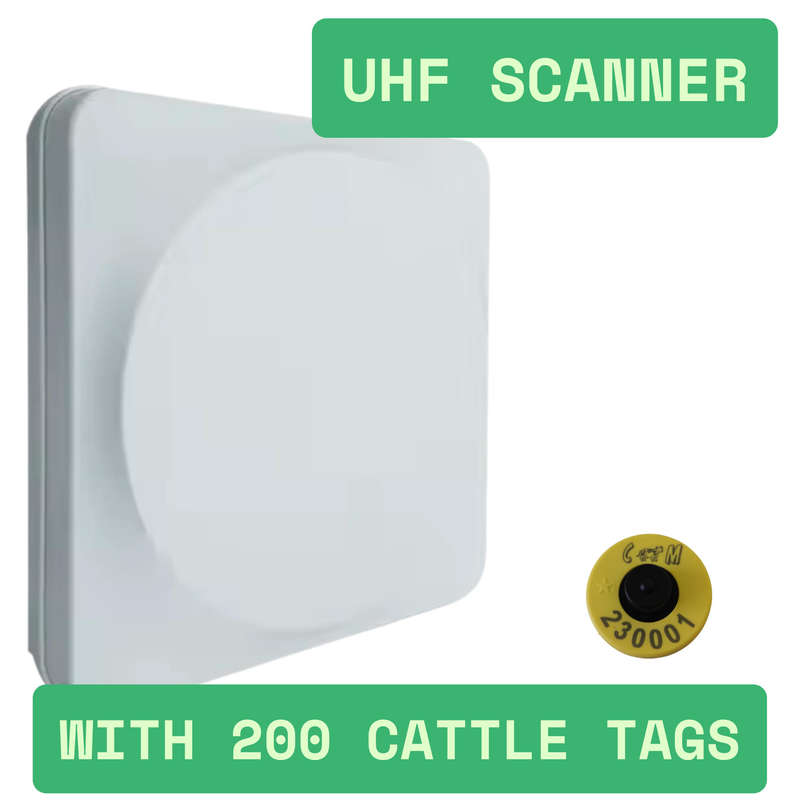 6m UHF Scanner + 200 UHF Cattle Tags With Applicator