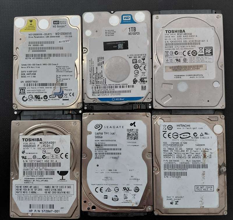 6 X LAPTOP HARD DRIVES