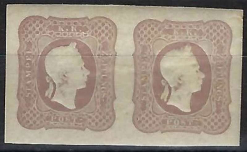AUSTRIA - 1861 - FRANCIS JOSEPH 1 - NEWSPAPER IMPERF PROOFS - SG N38 - CV  R 13,800.00 - VIEW BELOW