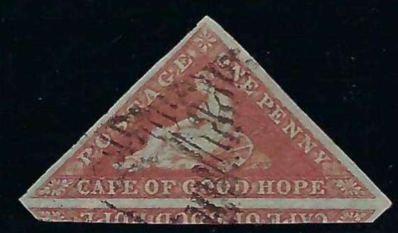 COGH - TRIANGLE - 1853 - RARE 1d BRICK RED - SACC 3 - CAT VALUE  R 110,000.00 !! - READ BELOW