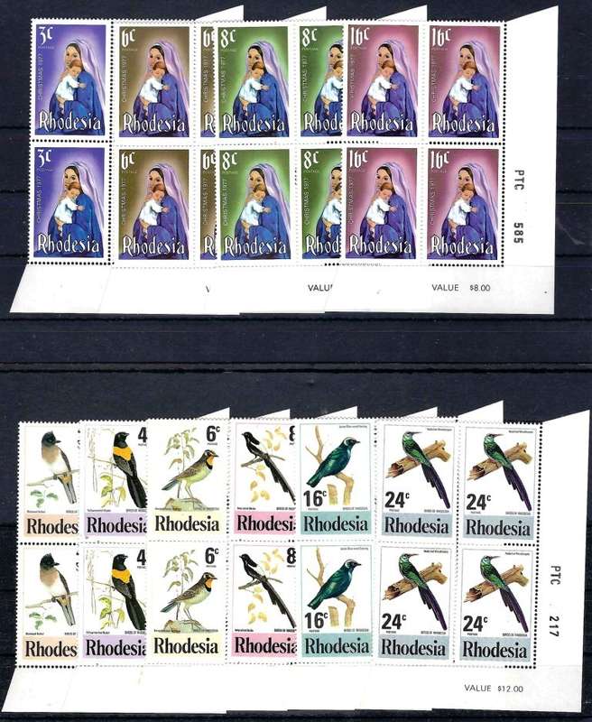 RHODESIA - MIN SHEETS & CONTROLS - 1972 & 1977 - UNM - SACC 236d-238d, 300-305, 312-315 - VIEW BELOW