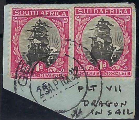 SA UNION - 1930 SCARCE ROTO "DRAGON IN SAIL" - FLAW - PLATE VII