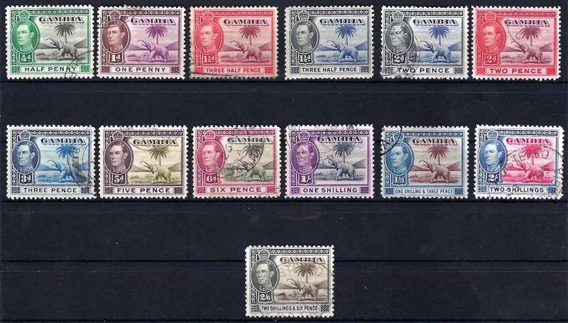 GAMBIA - KGVI - FINE USED SET TO 2/6 - SG 150-158 - CV  R 400.00 - VIEW BELOW