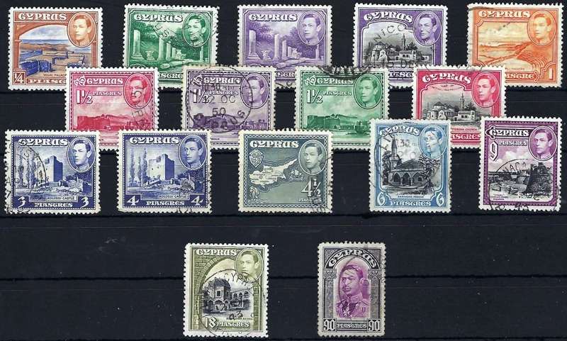 CYPRUS - 1938 - KGVI - FINE USED GROUP TO 90pi - CV  R 525.00 - VIEW BELOW