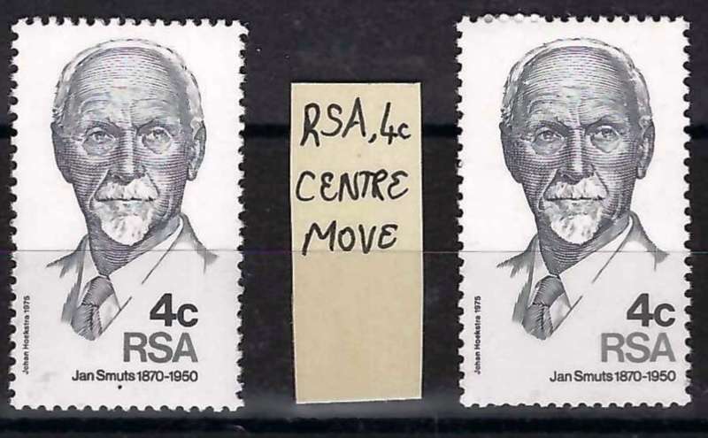 RSA - 1975 - GEN SMUTS WITH VARIETY 4c RSA SHIFT TO THE CENTRE - UNM - VIEW BELOW