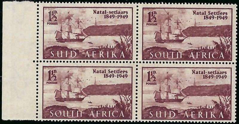 SA UNION - 1949 - BLOCK OF 4 - VARIETY - SACC 126B - UMM - CV  R 454.00