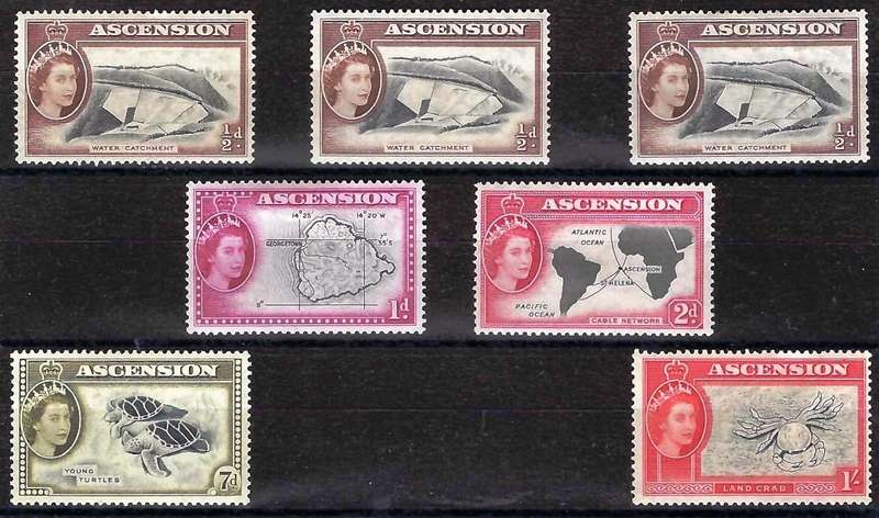 ASCENSION - 1956 - QE2 - LMM GROUP TO 1 SHILLING - CAT VALUE  R 405.00 - VIEW BELOW