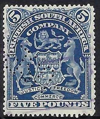 BSAC - 1898 - 5 POUNDS FISCAL USED - VERY SCARCE - CV  R 59,300 FOR POSTAL USED - VIEW BELOW