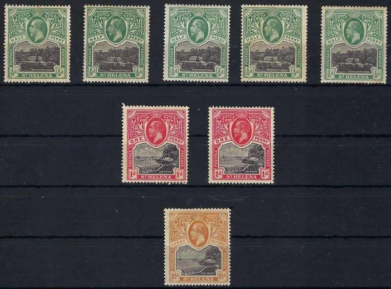 ST HELENA - 1912 - KGV - A GROUP OF LMM - SG 72-74 - CV  R 565.00 - VIEW BELOW