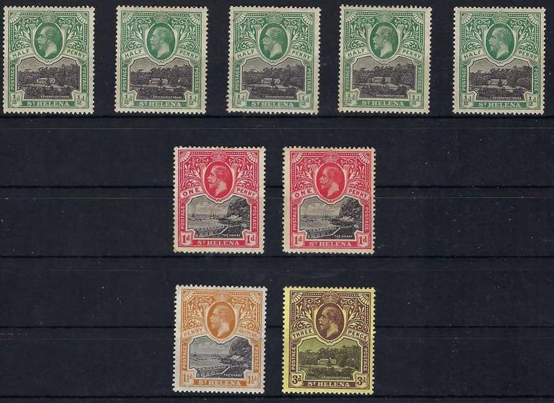 ST HELENA - 1912 - KGV - A GROUP OF MODERATE MOUNTED MINT - SG 72-74, 77 - CV  R 865.00 - VIEW BELOW