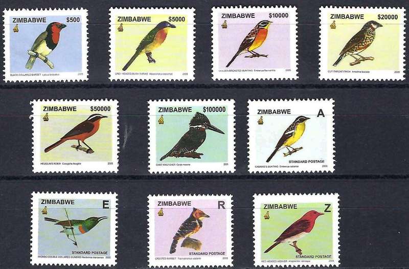 ZIMBABWE BIRDS - THEMATIC - UNMOUNTED MINT