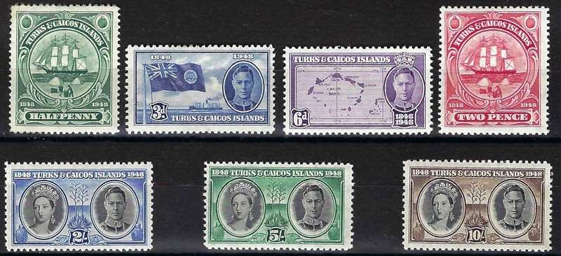 TURKS & CAICOS - 1948 KGVI - FULL COMPLETE SET - SG 210-216 - CV  R 325.00 - VIEW BELOW