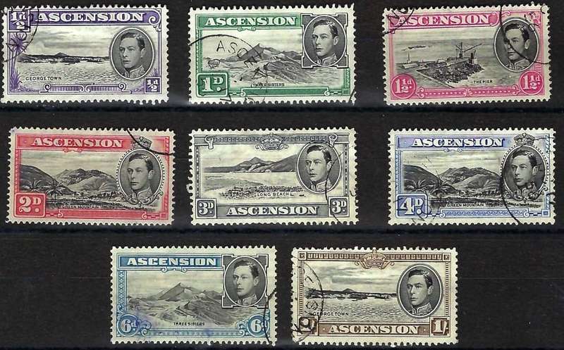 ASCENSION ISLANDS - 1938 - KGVI - USED SET TO 1 SHILLING - SG 38-44 - CV  R 810.00 - VIEW BELOW