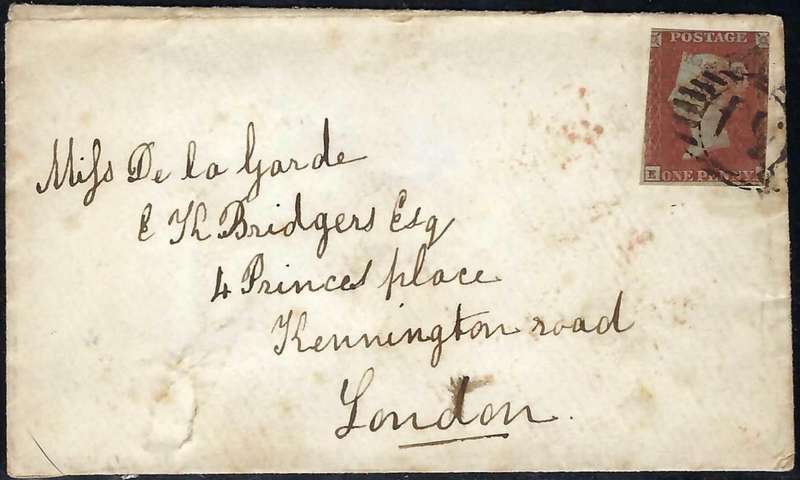 GREAT BRITAIN - 1841 - QUEEN VICTORIA - 1d RED-BROWN ON COVER - SG 8 - CV  R 1,075.00