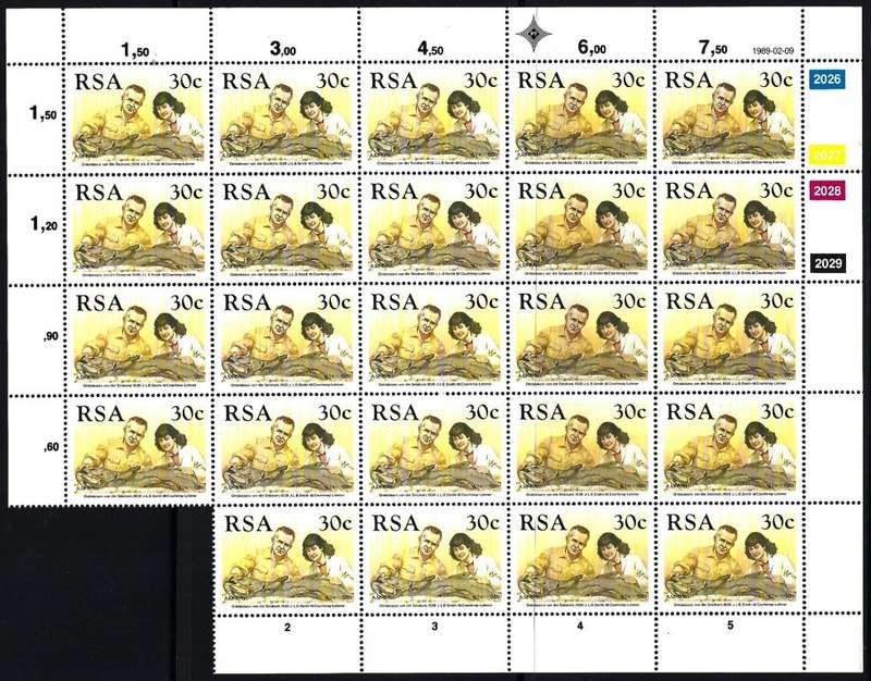 RSA - 1989 - 30c - FULL SHEET MINUS 1 - UNM + CONTROLS - SACC 692  - VIEW BELOW