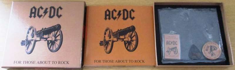 AC/DC For Those about to Rock CD BOX SET Includes Button, guitar pic [CD BOX SET SHELF]