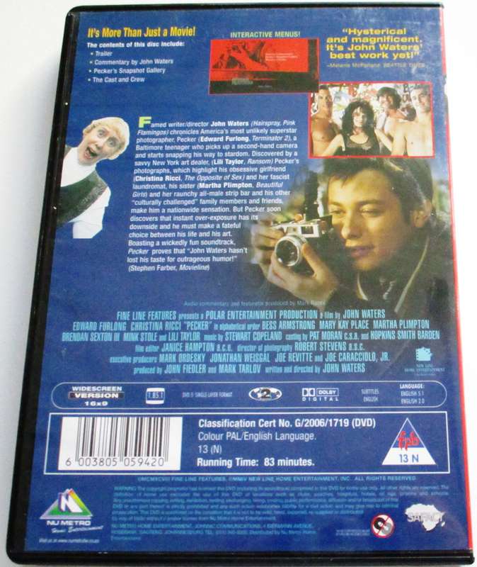 PECKER Christina Ricci DVD [BBOX 13]