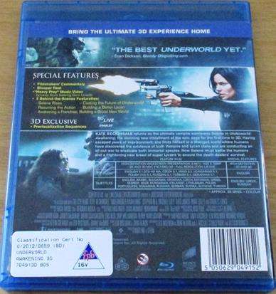 UNDERWORLD Awakening BLU RAY 3D Kate Beckinsale [BLU RAY SHELF]