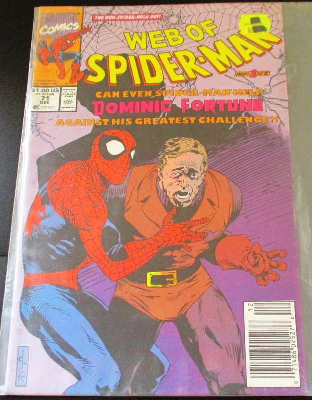 MARVEL COMICS Web of SPIDER-MAN Dominic Fortune Comic #71 Dec 1990 [Comic Box 1]