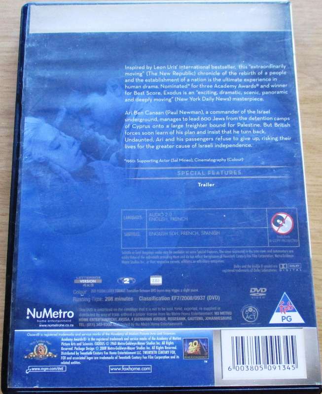 EXODUS Paul Newman DVD [BBOX 7] Region 2