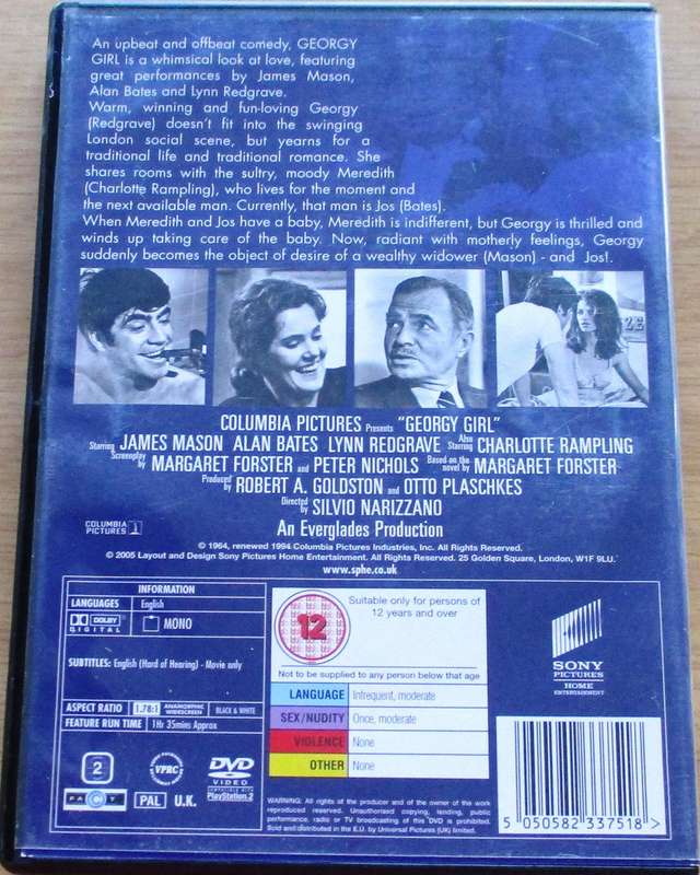 GEORGY GIRL James Mason Alan Bates DVD [BBOX 7] Region 2
