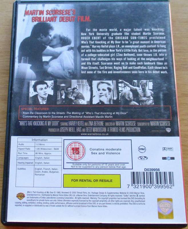 WHO'S THAT KNOCKING AT MY DOOR Martin Scorsese DVD [BBOX 7] Region 2