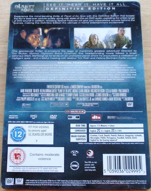 PLANET OF THE APES Definitive Edition STEELBOOK DVD [BOX SET SHELF] Region 2