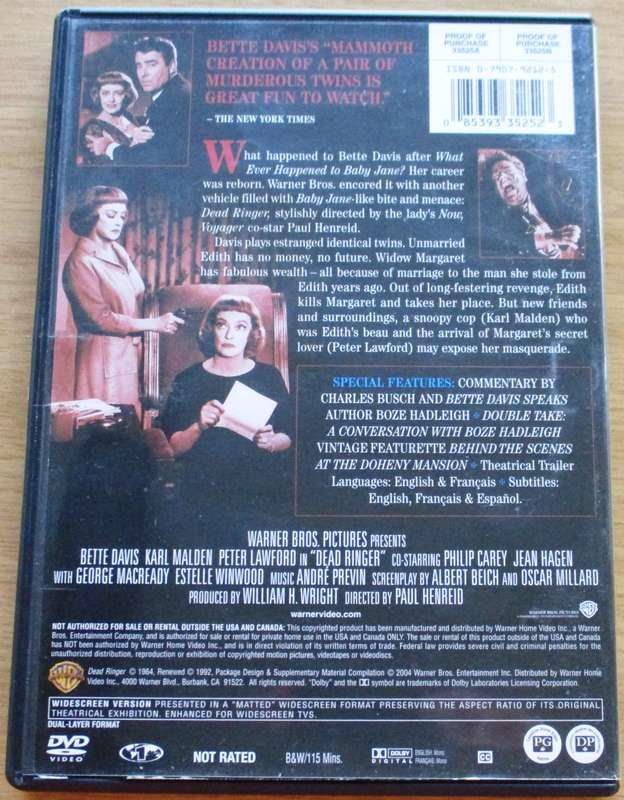 DEAD RINGER Bette Davis DVD [BBOX 7] Region 1