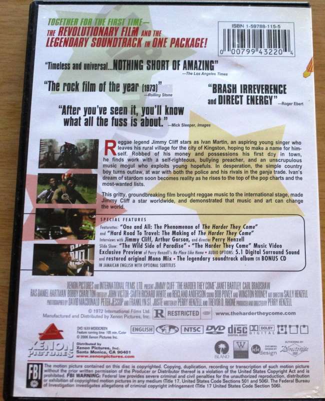 THE HARDER THEY COME Jimmy Cliff DVD [BBOX 7] Region 2