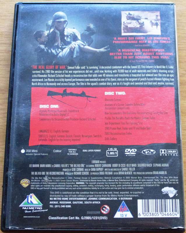 THE BIG RED ONE The Reconstruction Lee Marvin Mark Hamill DVD [BBOX 7] Region 2