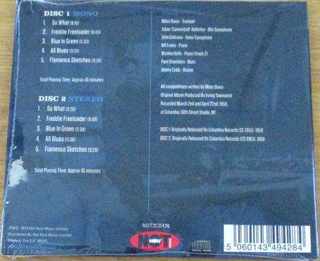 MILES DAVIS Kind of Blue Mono + Stereo Versions CD