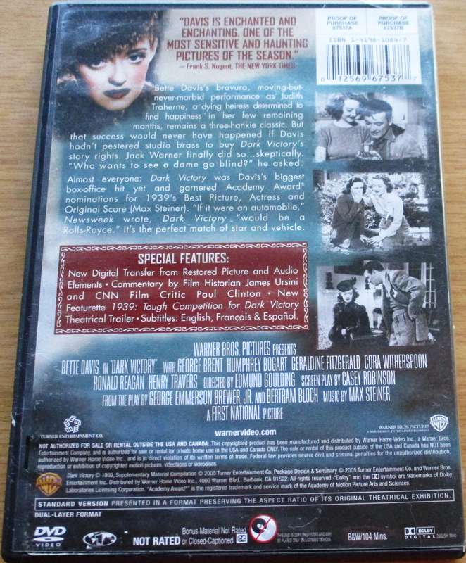 DARK VICTORY Bette Davis DVD [BBOX 8] Region 1
