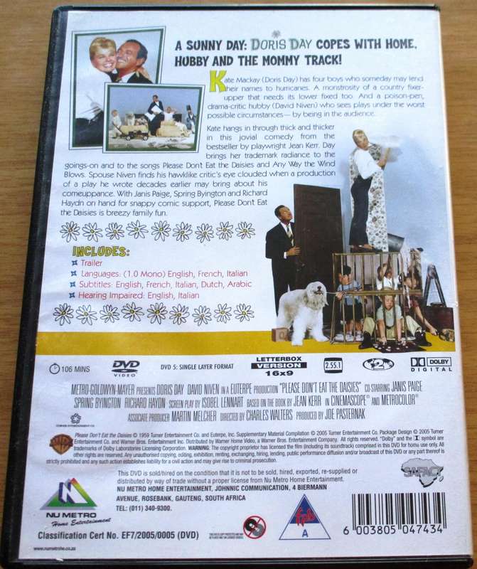 PLEASE DON'T EAT THE DAISIES Doris Day DVD [BBOX 8] Region 2