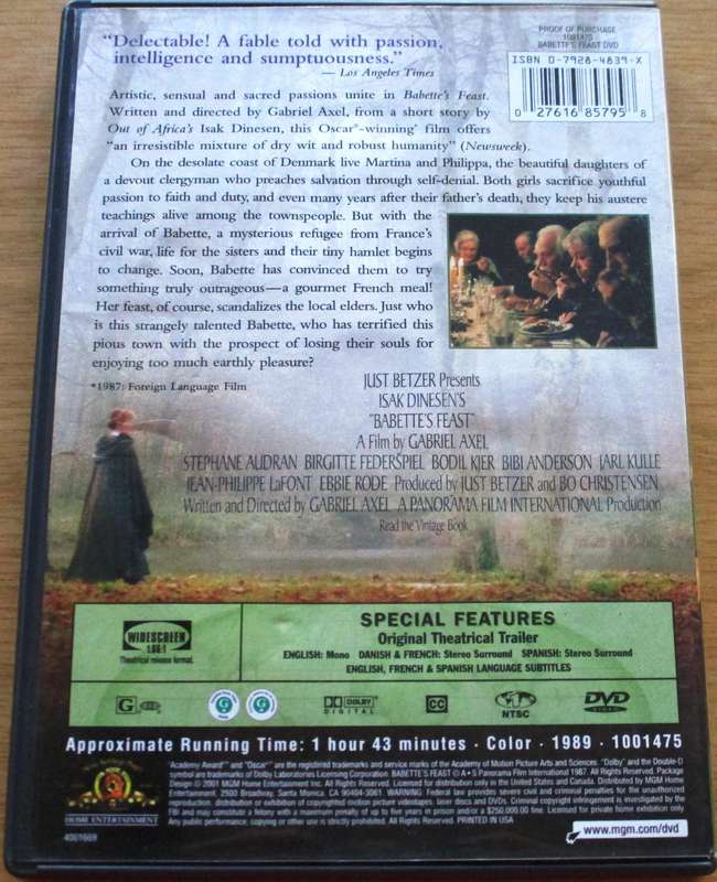 BABETTE'S FEAST DVD [BBOX 8] Region 1