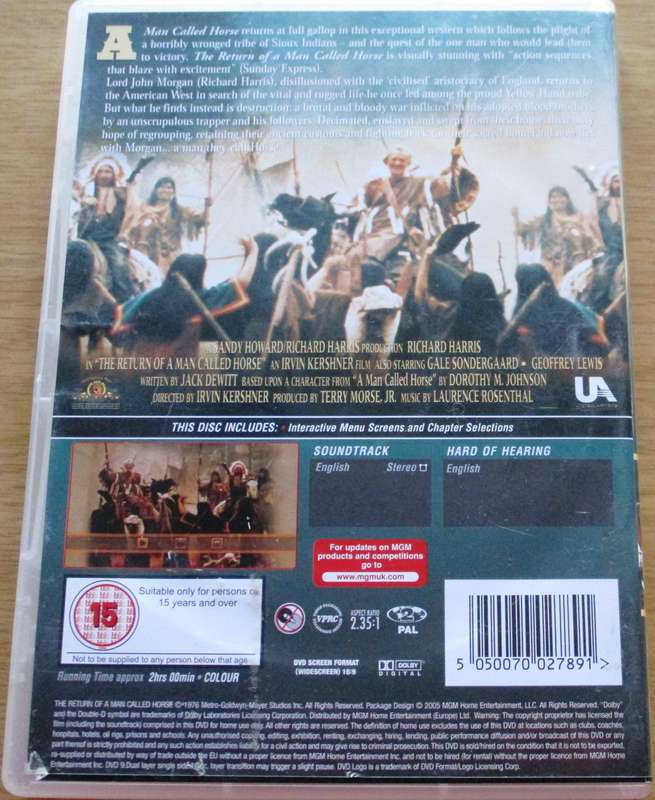 THE RETURN OF A MAN CALLED HORSE Richard Harris DVD [BBOX 8] Region 2