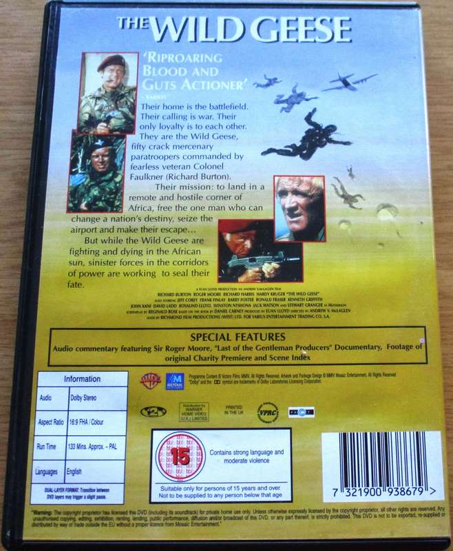 THE WILD GEESE Burton Moore Harris DVD  DVD [BBOX 8] Region 2