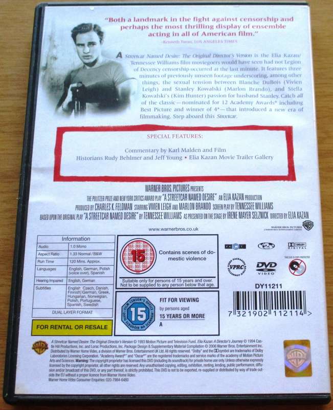 A STREETCAR NAMED DESIRE Marlon Brando DVD  DVD [BBOX 8] Region 2