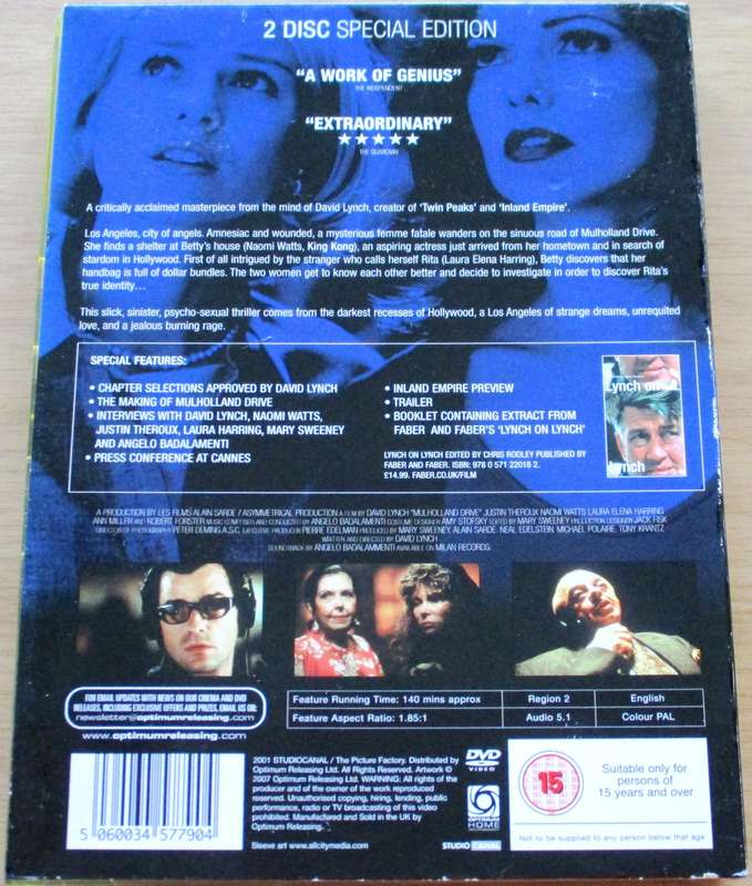 MULHOLLAND DRIVE 2 Disc Edition 2xDVD  [BBOX 8] Region 2