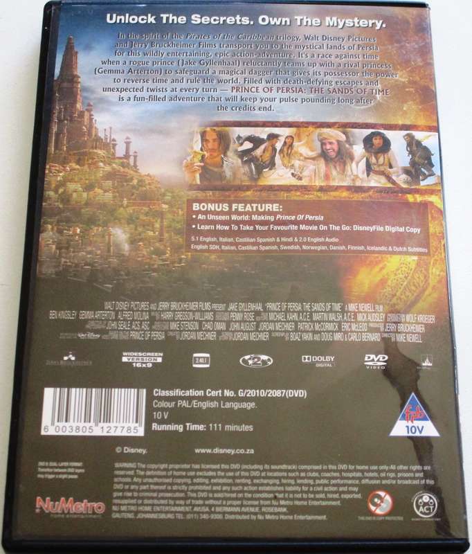 PRINCE OF PERSIA The Sands of Time DVD [BBOX 9]