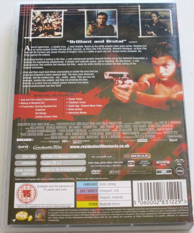 RESIDENT EVIL Milla Jovovich DVD [BBOX 7]