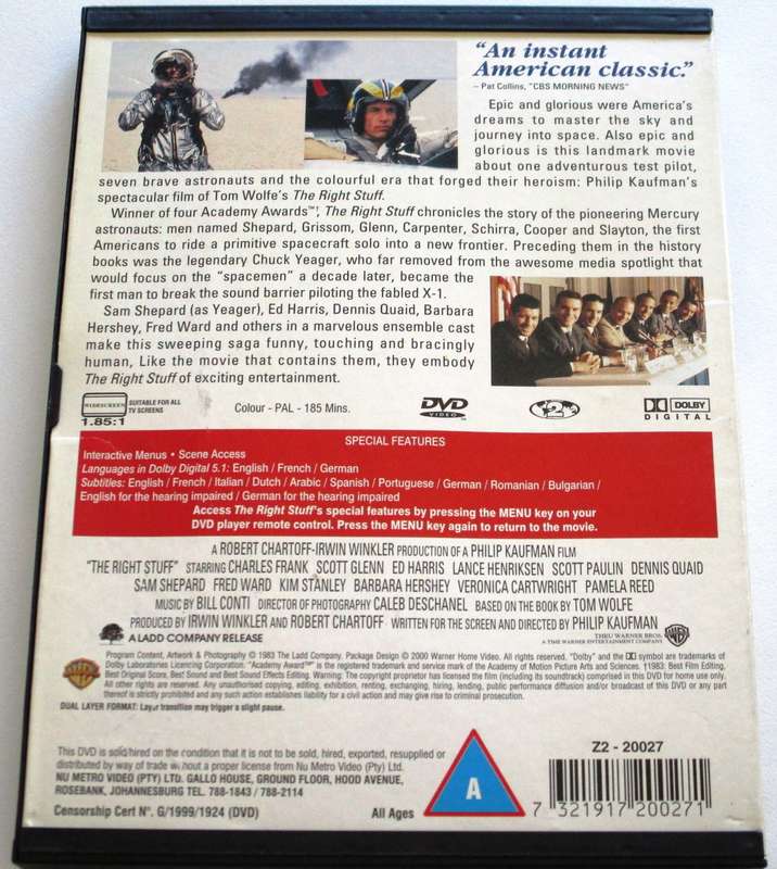 THE RIGHT STUFF DVD [BBOX 8]