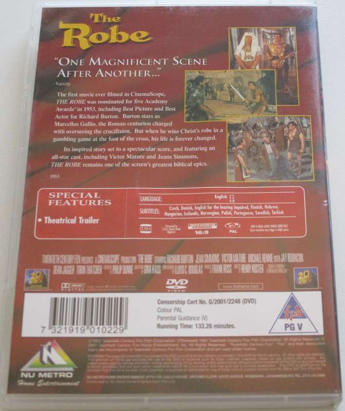 THE ROBE Richard Burton DVD [BBOX 9]