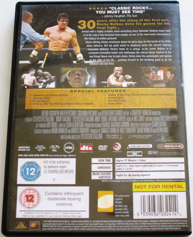 ROCKY BALBOA Stallone DVD [BBOX 7]