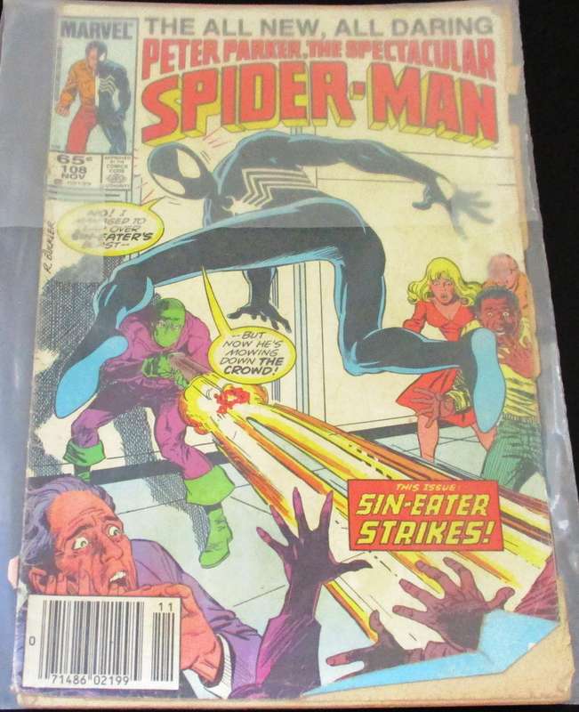 MARVEL PETER PARKER THE SPECTACULAR SPIDER-MAN Sin-Eater Strikes #108 Nov 1985 [Box 2]