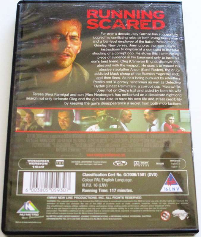 RUNNING SCARED Paul Walker DVD [BBOX 9]
