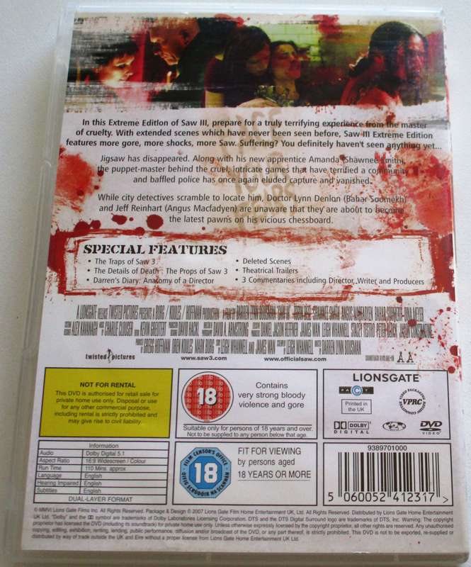 SAW III Extreme Edition DVD [BBOX 9]